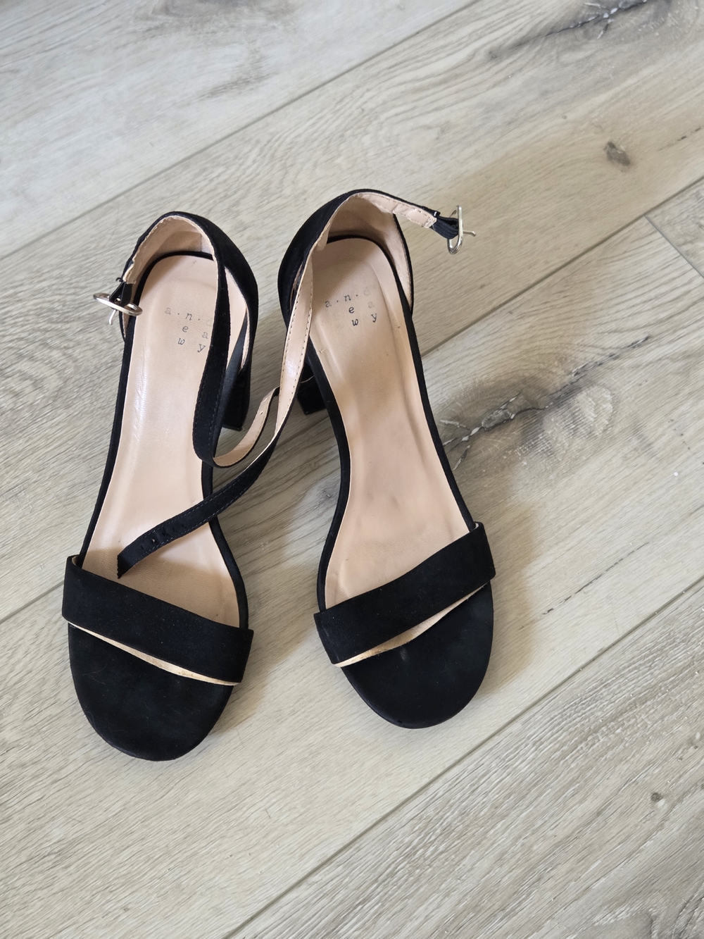 Classic Black Ankle-Strap Block Heel Sandals